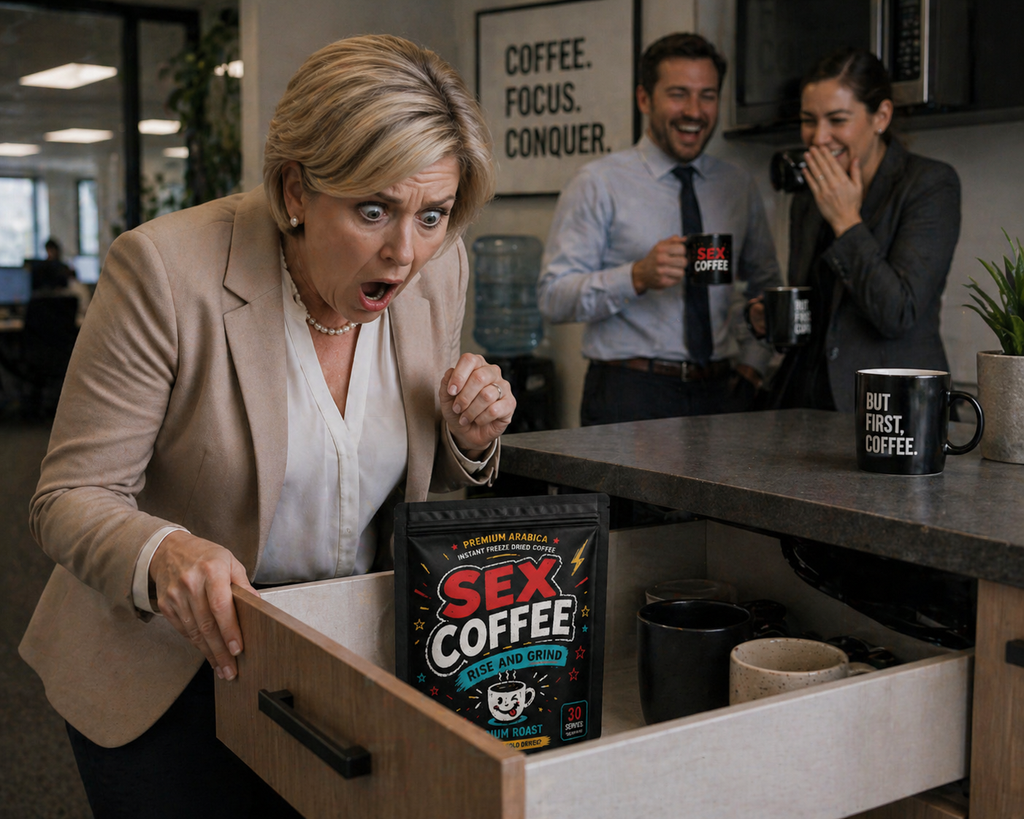 Karen's reaction to Sex Coffee