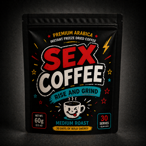 Sex Coffee premium instant Arabica coffee 60g pouch, medium roast freeze-dried coffee with bold flavour